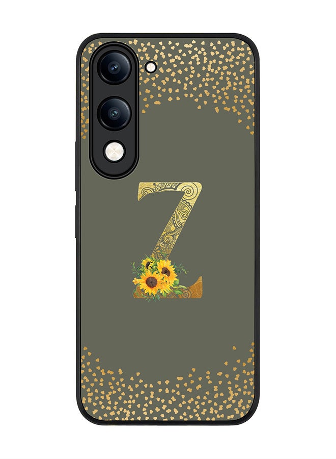 For vivo Y04 / Y29t 5G Case,Slim fit Camera Protection, Shockproof Thin Phone cover  - Custom Floral Monogram - Z  (Olive Green )